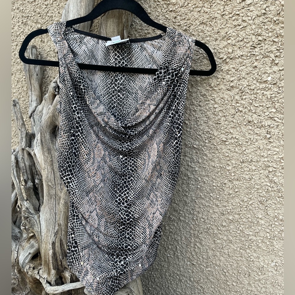 Joseph Ribkoff Animal Print Cowl Neck Sleeveless Blouse